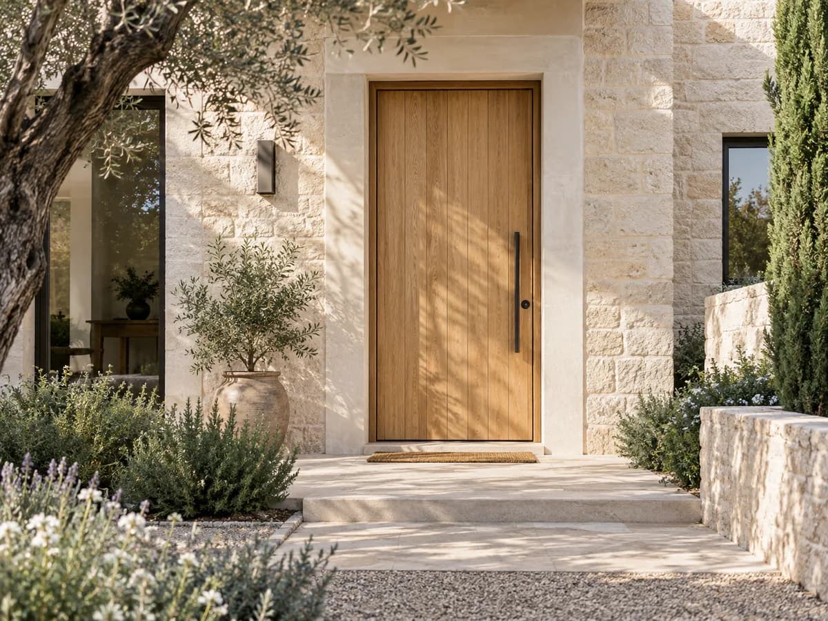 Illustration d'ambiance : portes d'entrée dans une maison contemporaine