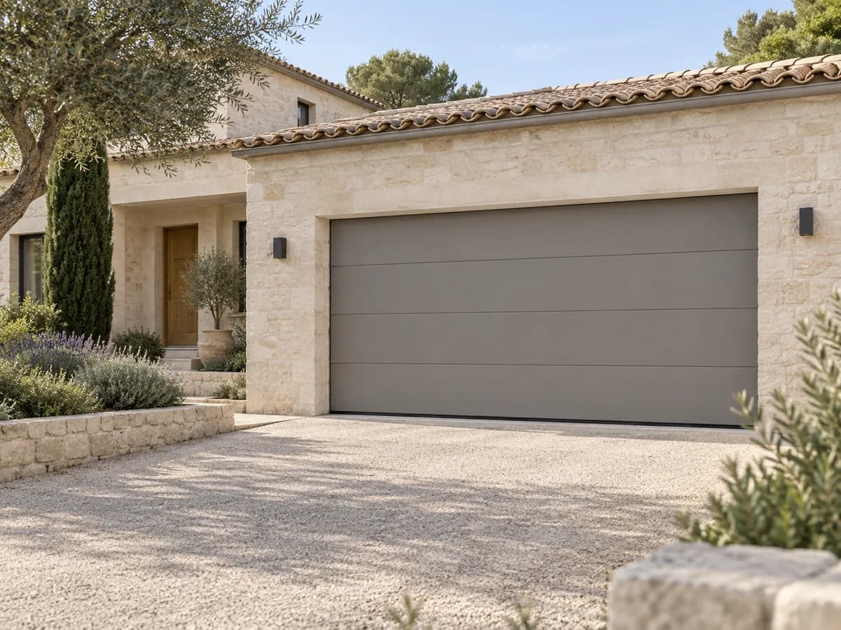 Illustration d'ambiance : portes de garage dans une maison contemporaine