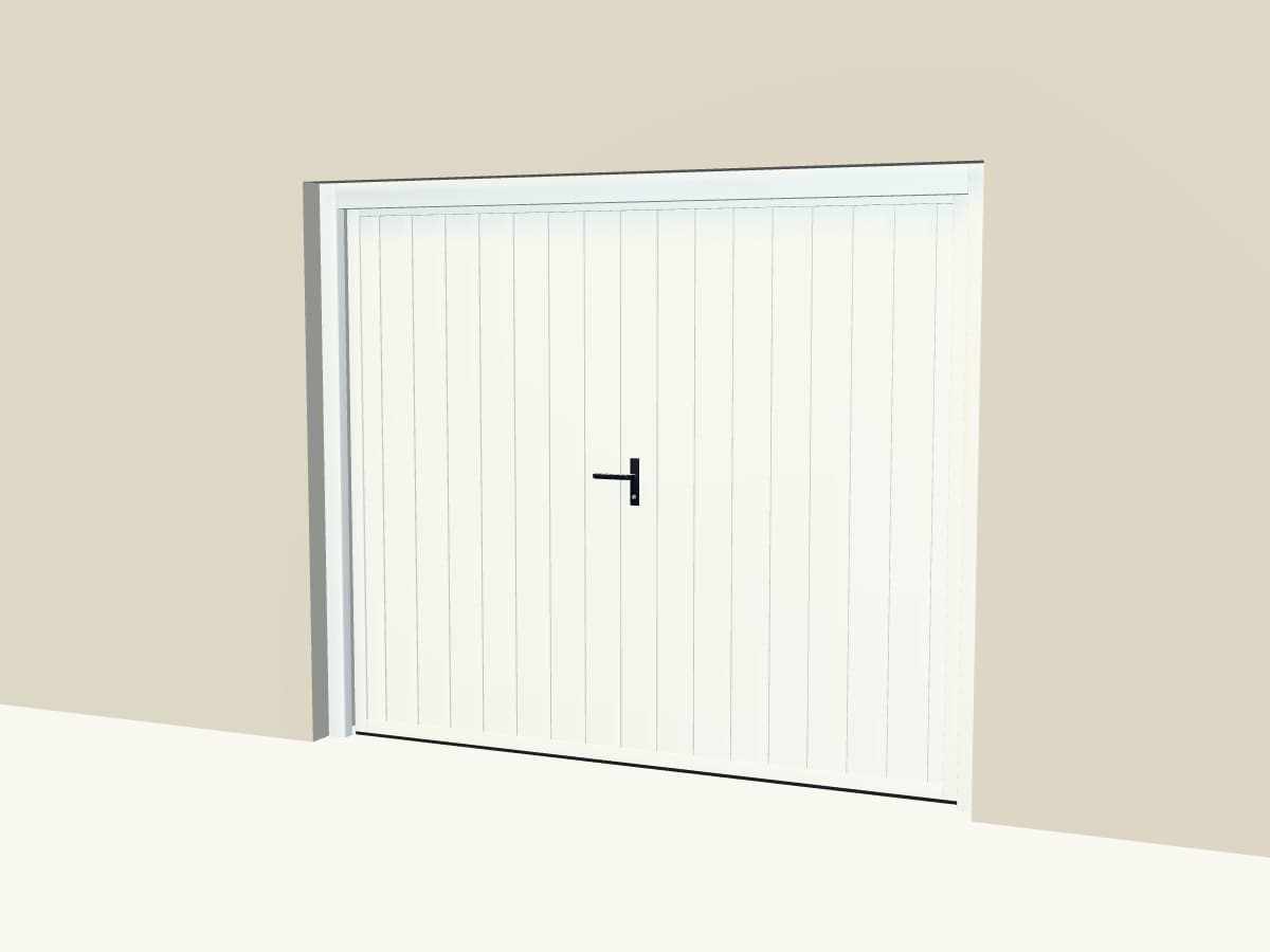 Rendu 3D indicatif : porte de garage basculante.