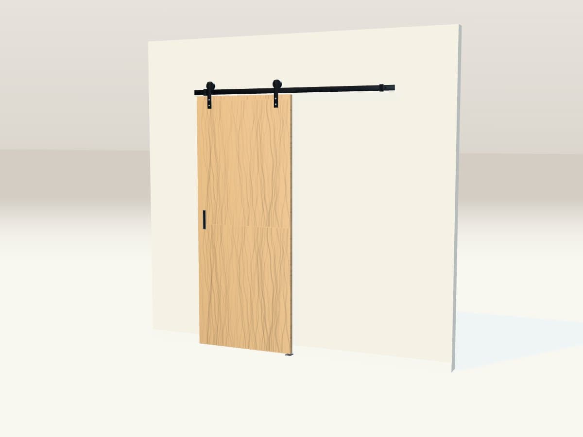 Rendu 3D indicatif : porte coulissante chêne clair.